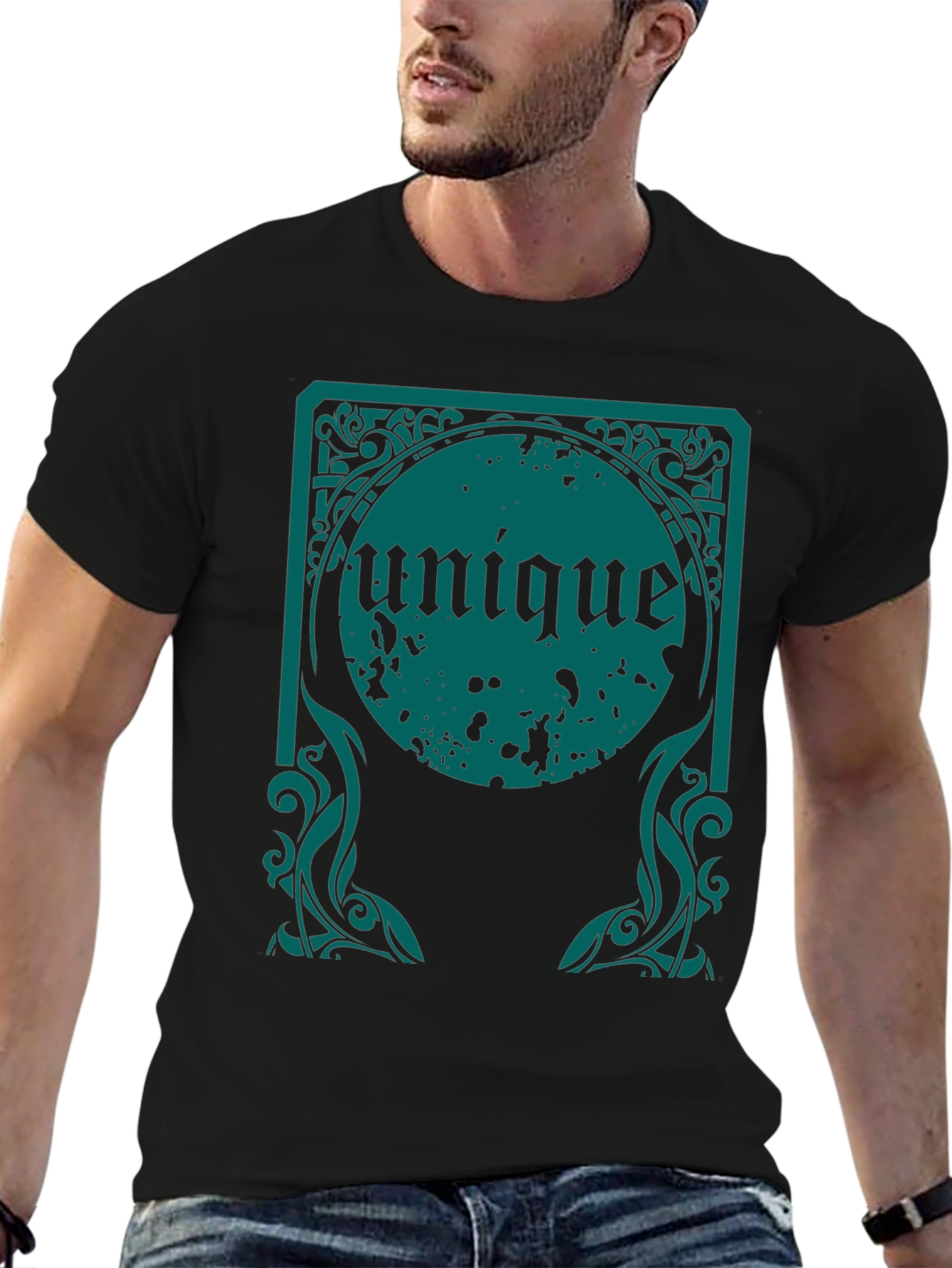 Unique Graphic Tee - Black Cotton Comfort