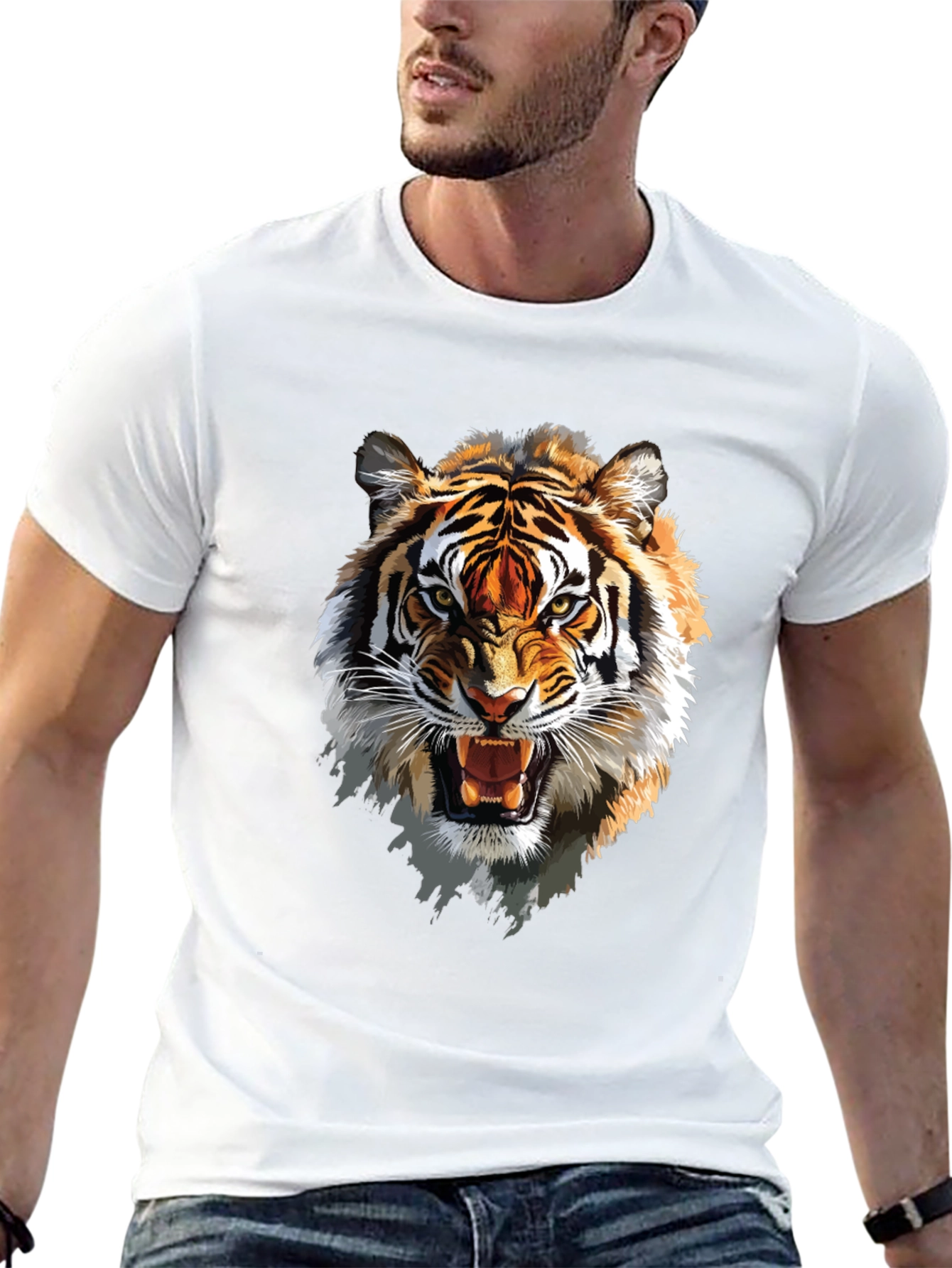 Roaring Tiger Graphic T-Shirt - Fierce Animal Print Tee