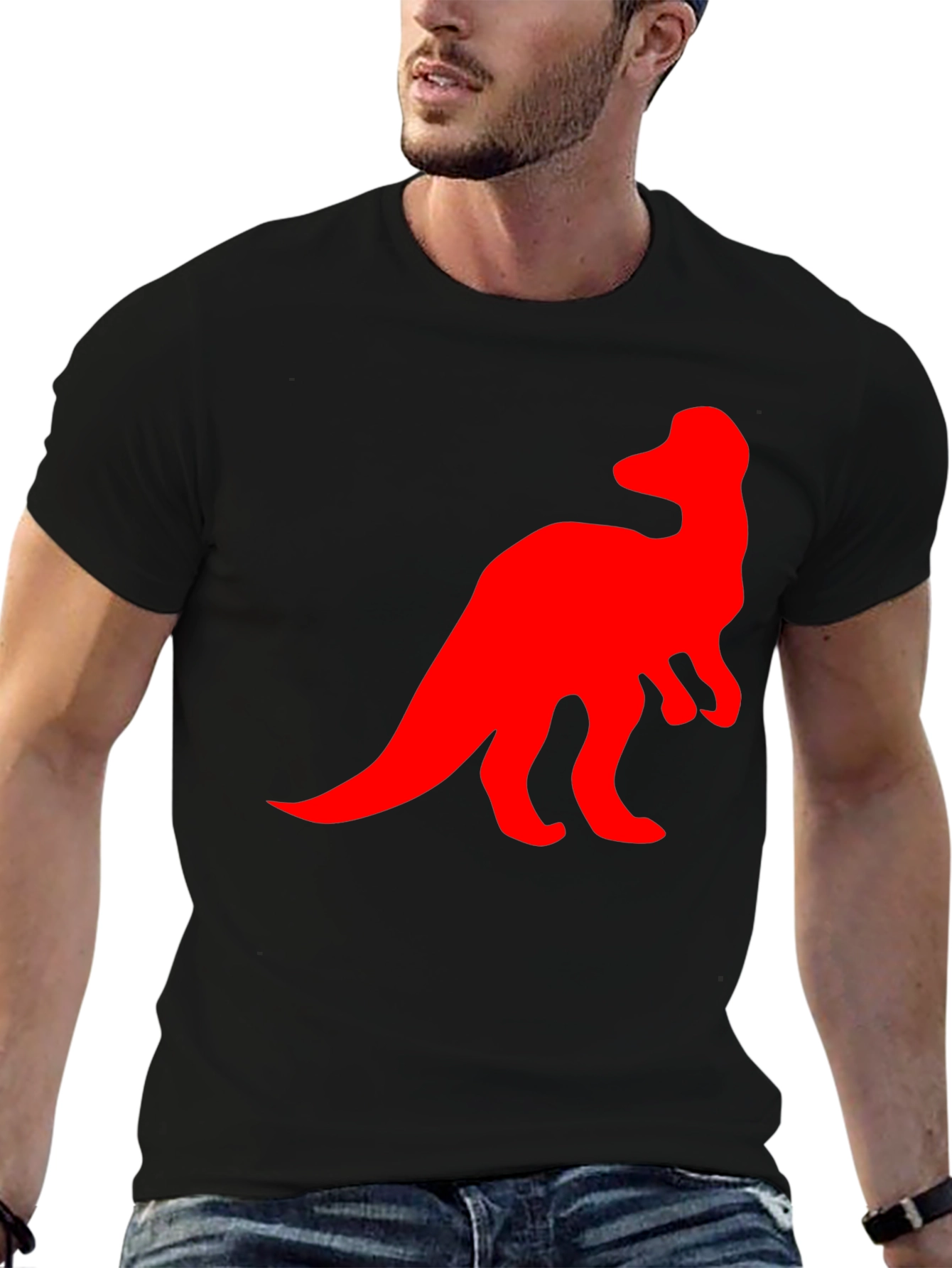 Dinosaur Graphic Tee - Casual Black T-Shirt