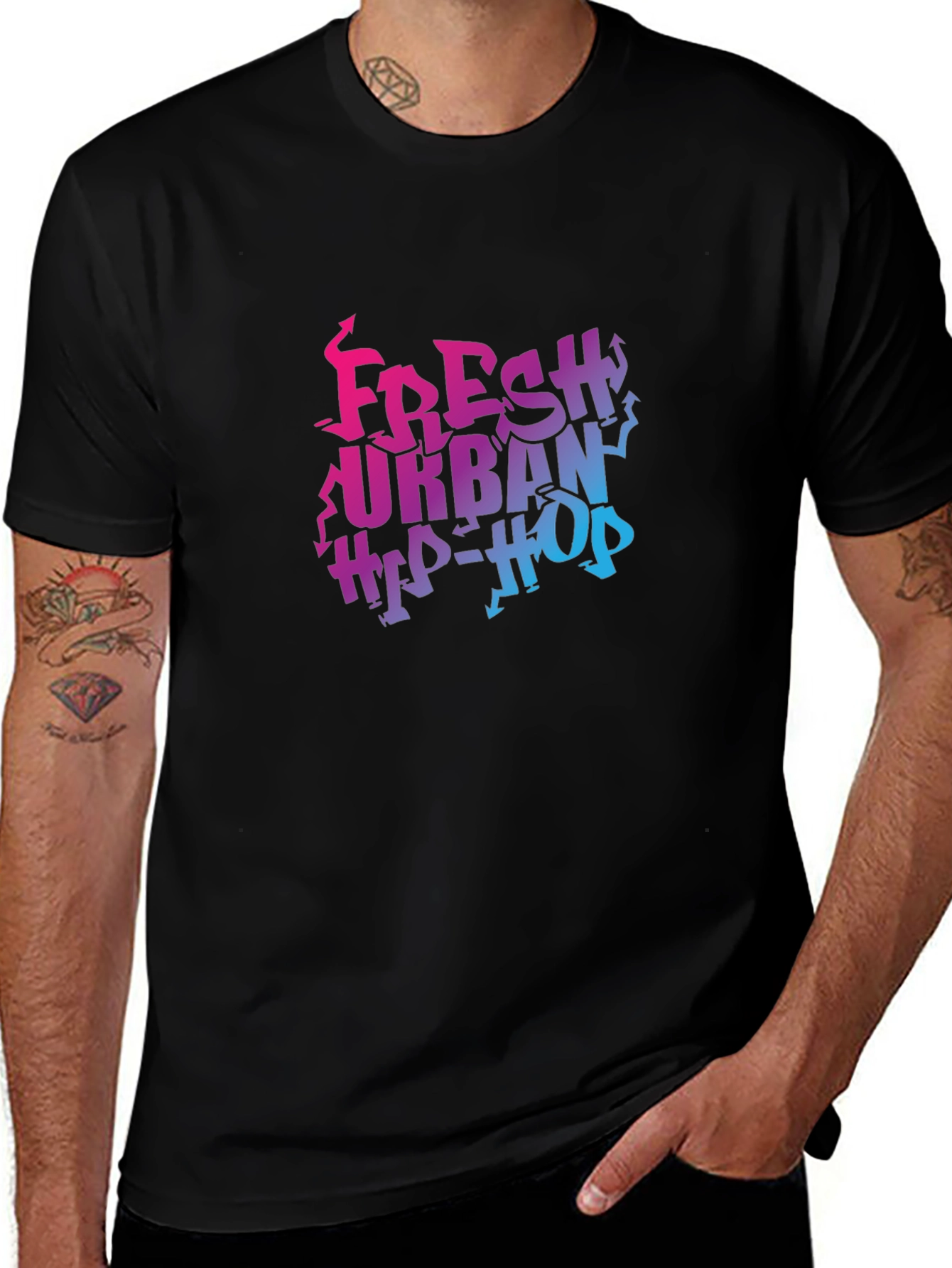 Fresh Urban Hip-Hop Black Graphic Tee