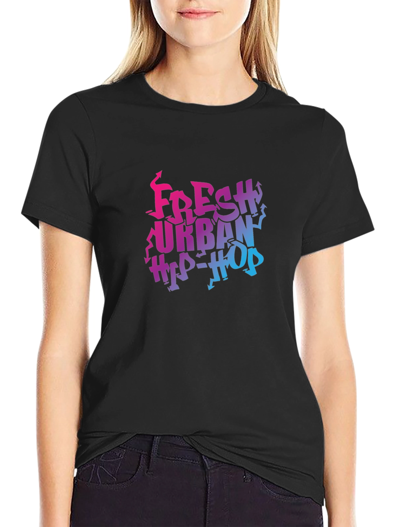 Fresh Urban Hip-Hop Black Graphic Tee