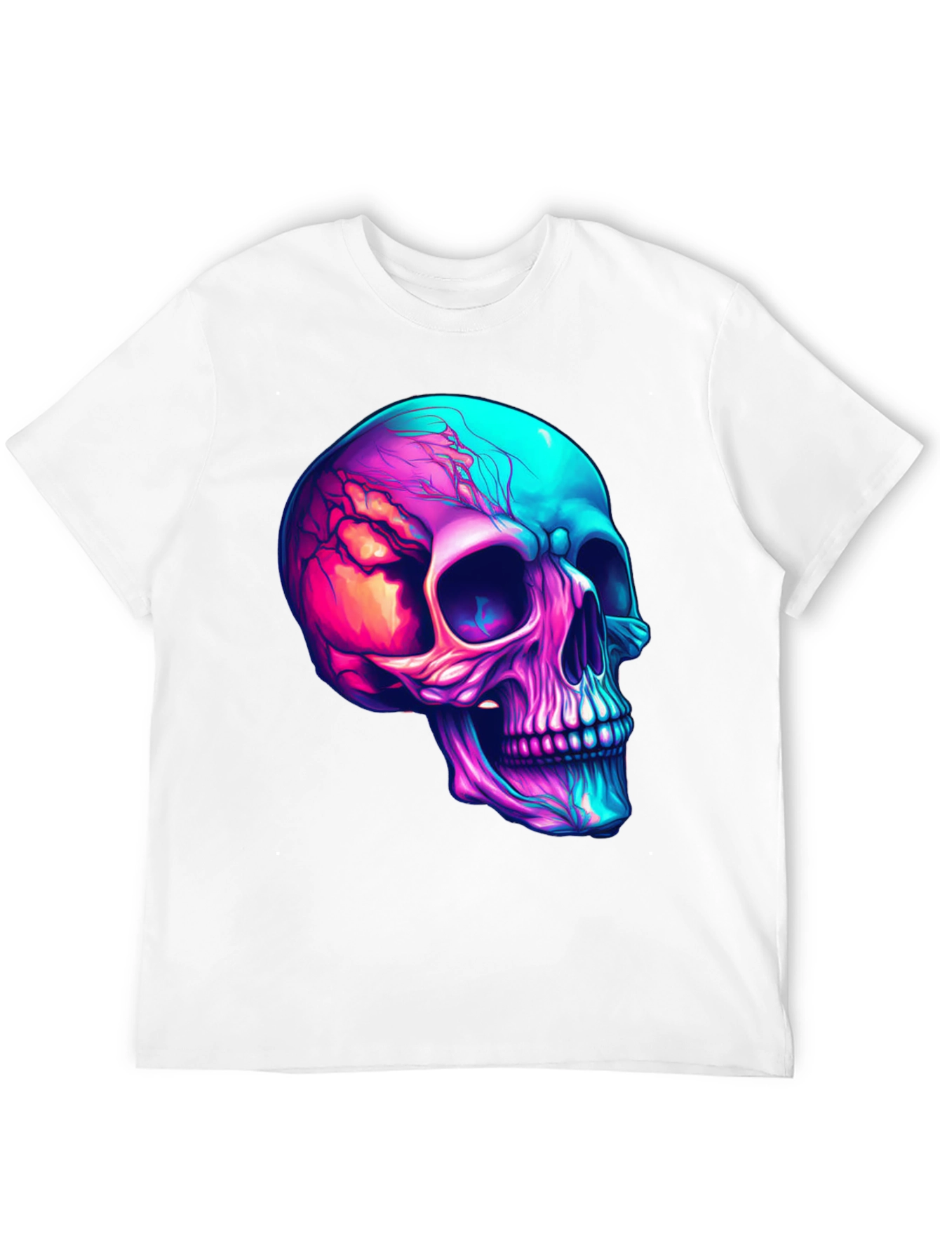 Vibrant Skull Graphic Tee - Cool Neon Skull T-Shirt