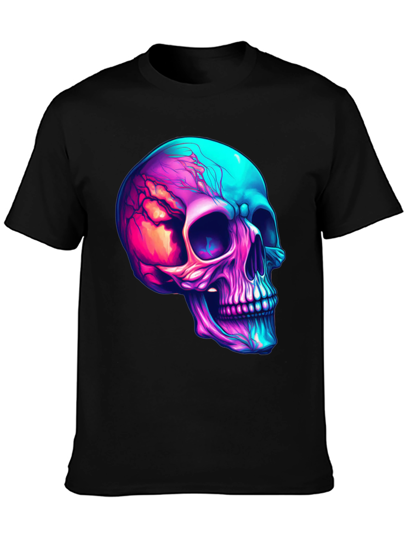 Vibrant Skull Graphic Tee - Cool Neon Skull T-Shirt