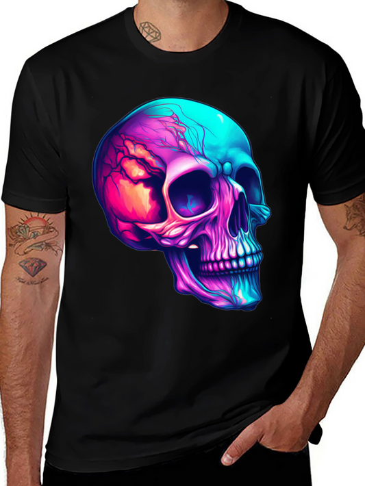 Vibrant Skull Graphic Tee - Cool Neon Skull T-Shirt