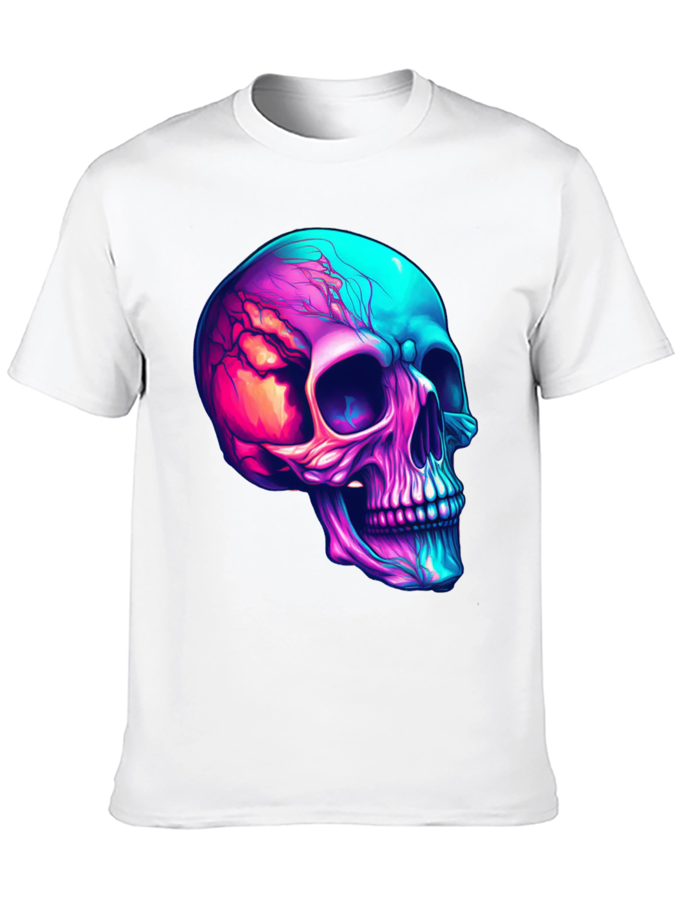 Vibrant Skull Graphic Tee - Cool Neon Skull T-Shirt