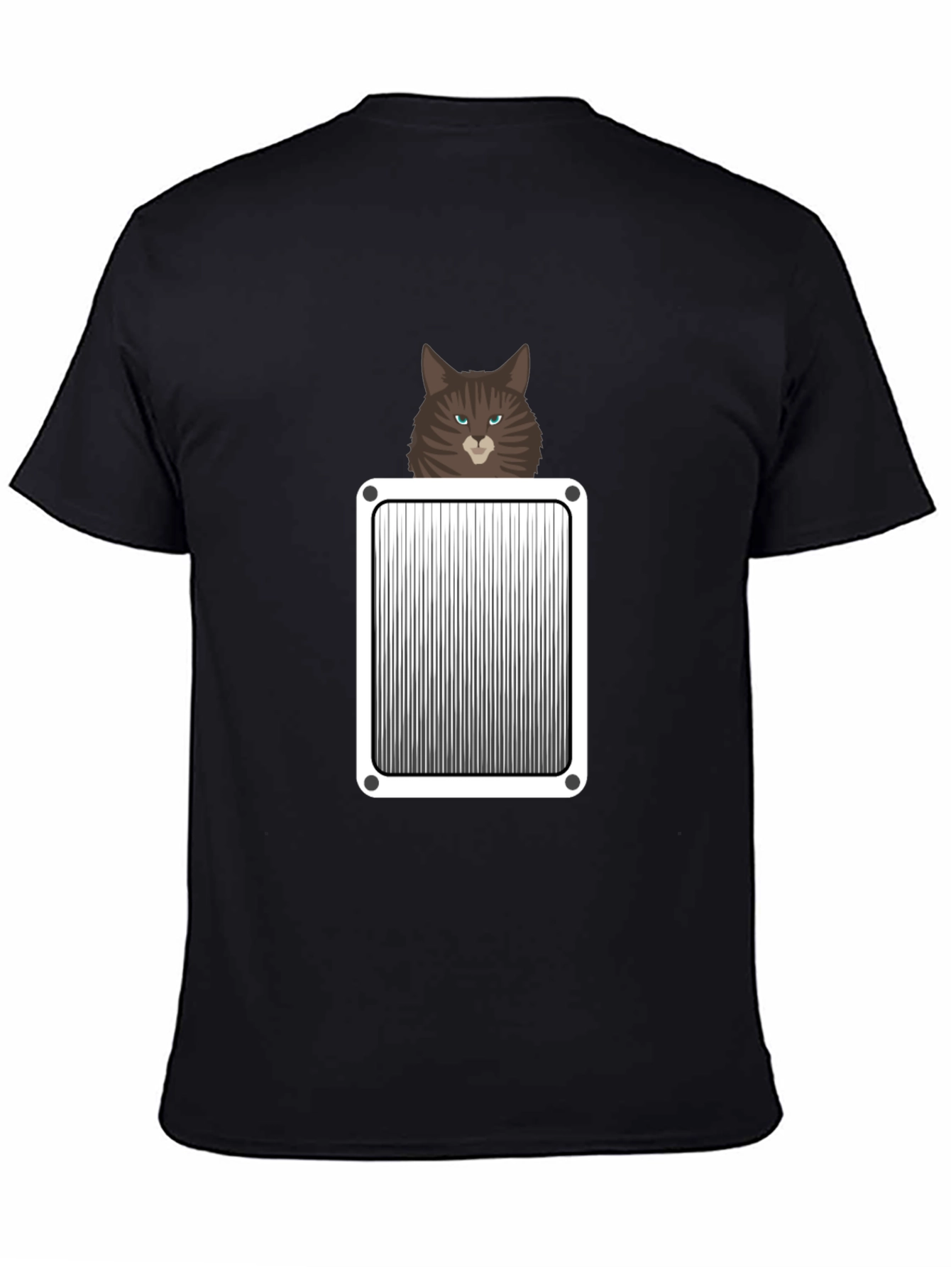 Mens Black Cat Pocket Graphic Tee