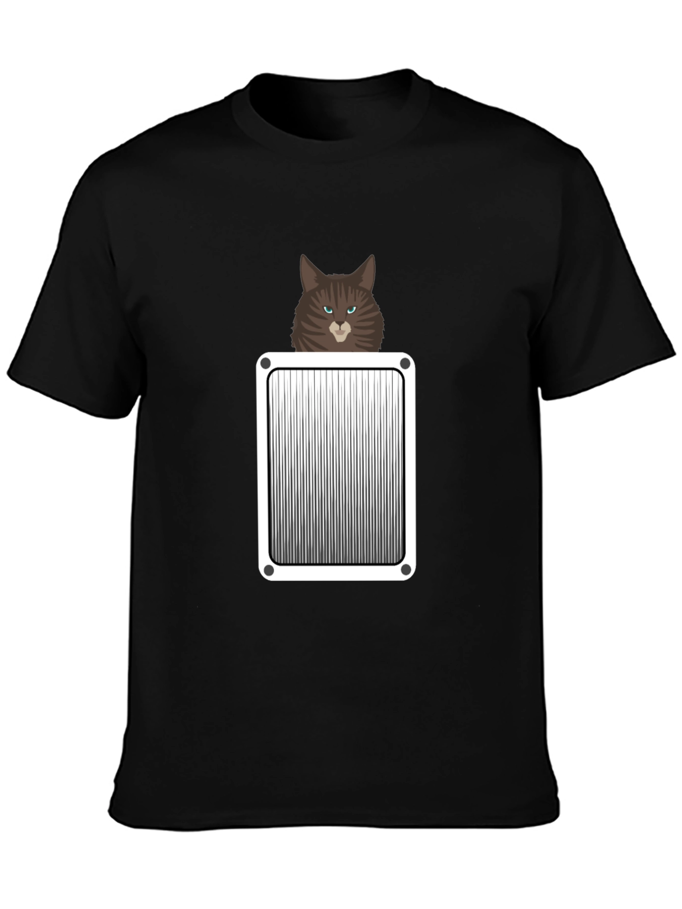 Mens Black Cat Pocket Graphic Tee