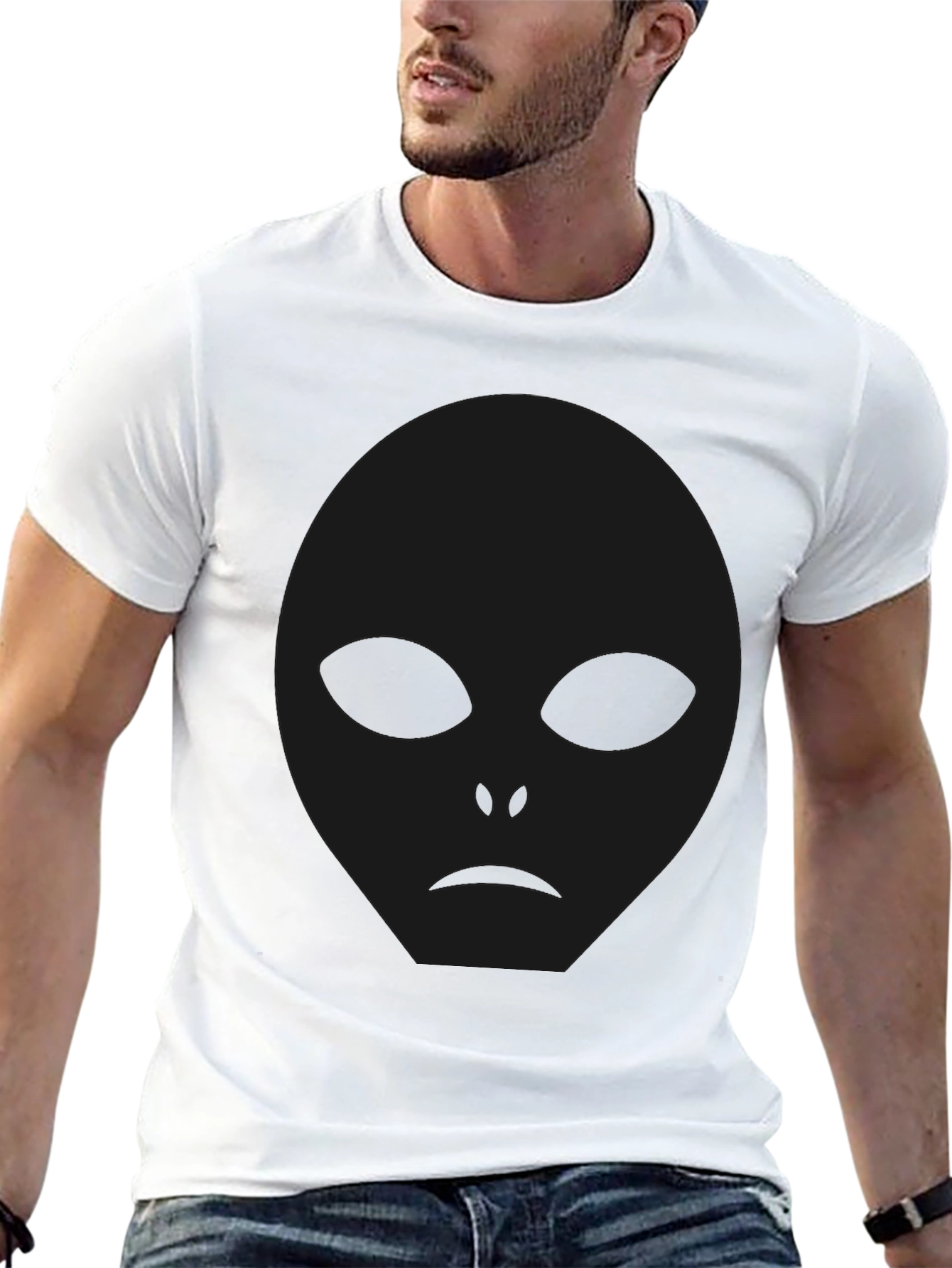Mens Black Alien Graphic T-Shirt