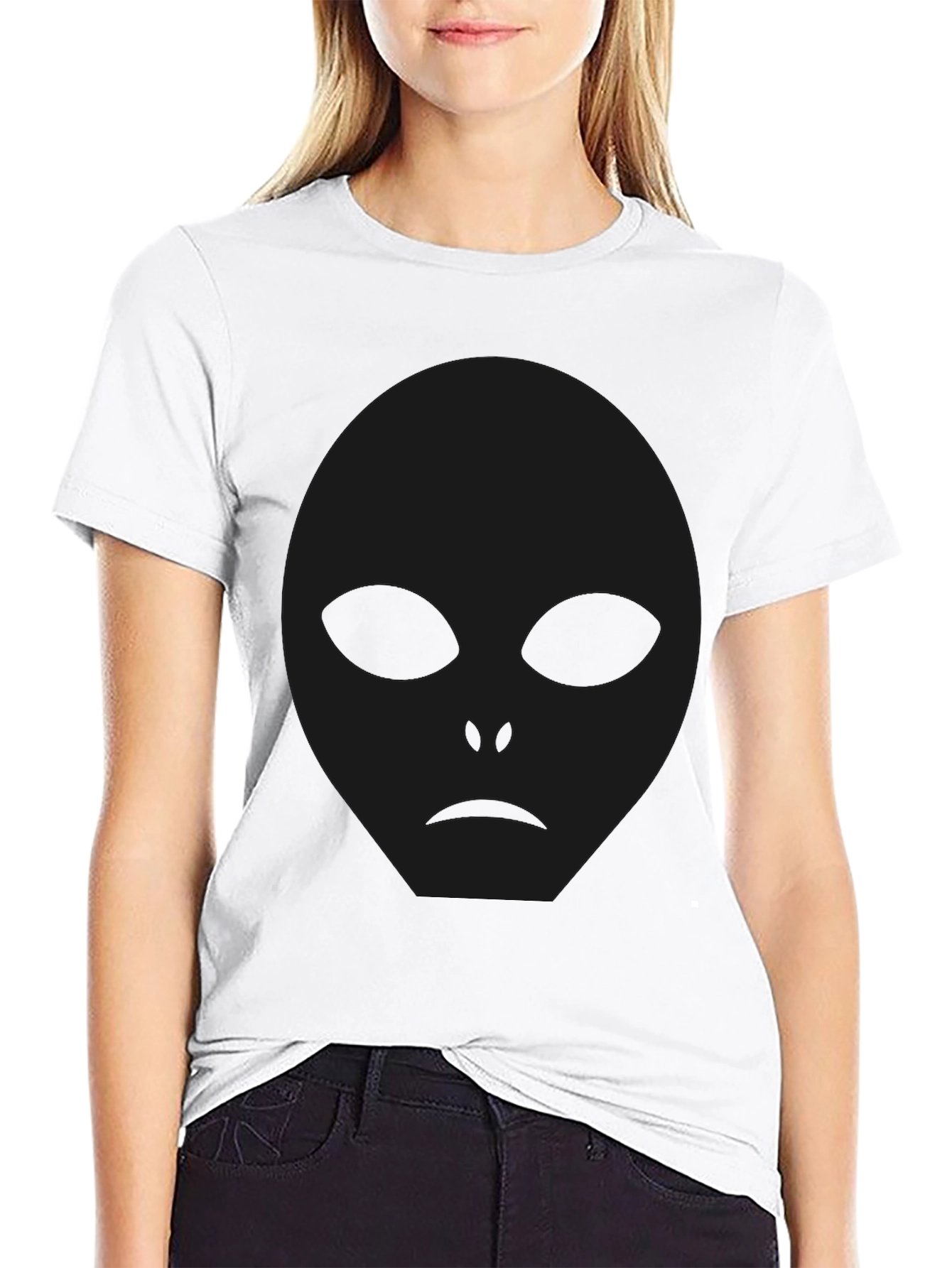 Mens Black Alien Graphic T-Shirt