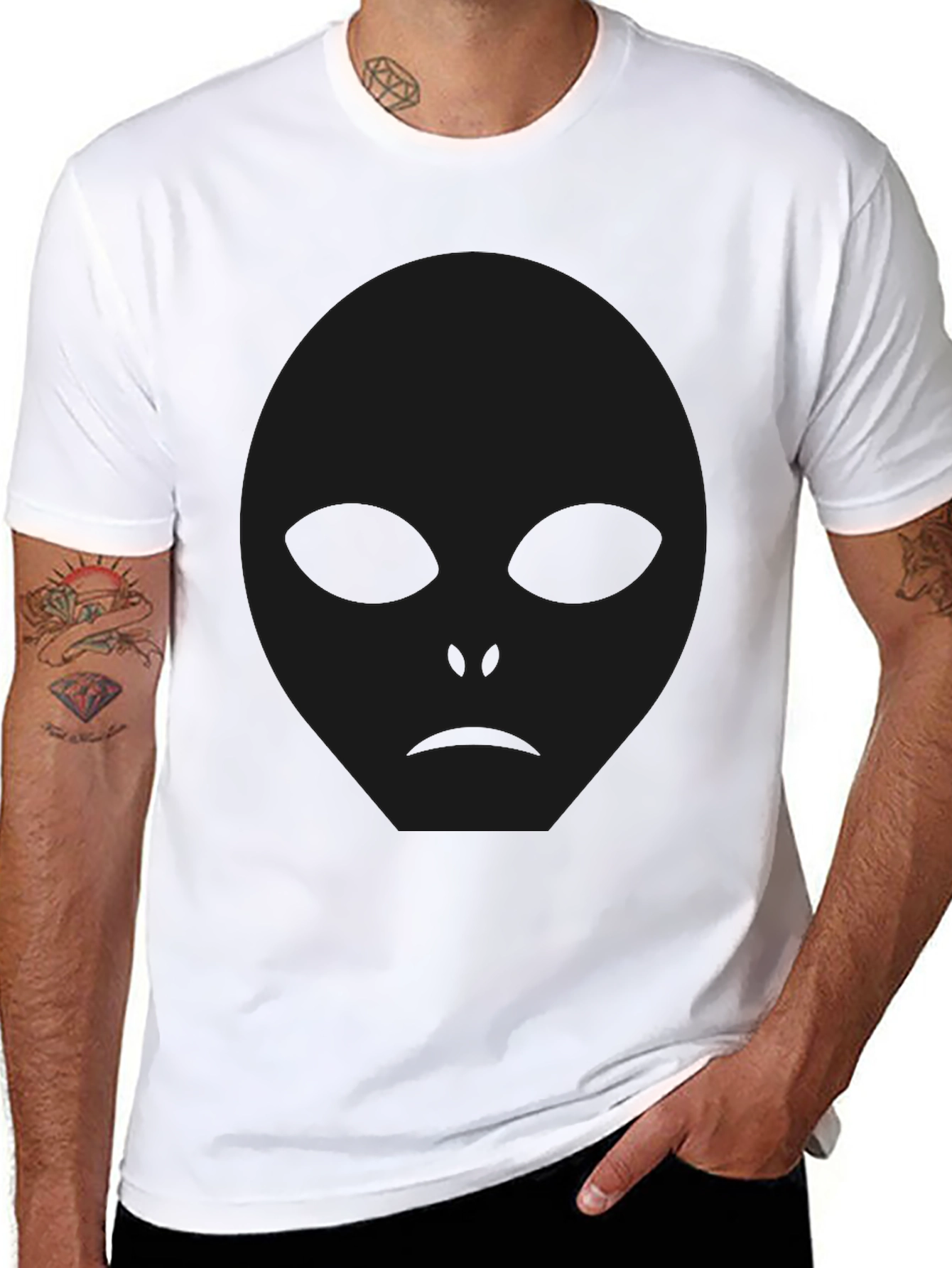 Mens Black Alien Graphic T-Shirt
