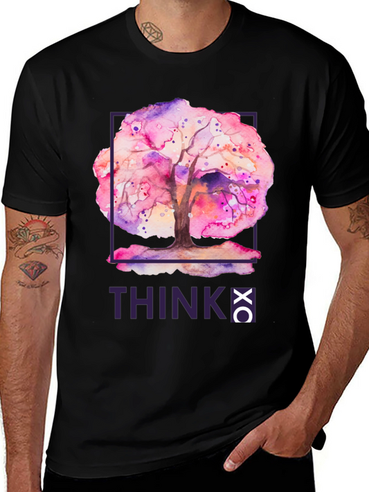 Watercolor Tree Graphic Tee - Think XO Black T-Shirt