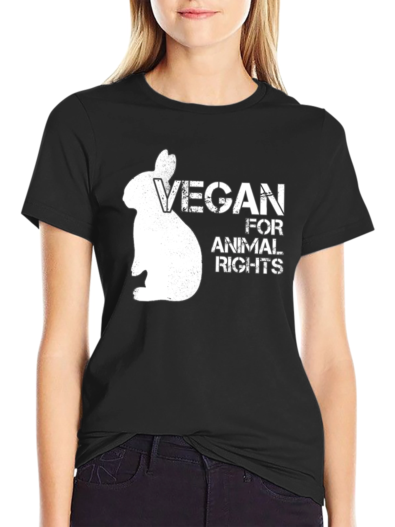 Vegan for Animal Rights Graphic T-Shirt - Black