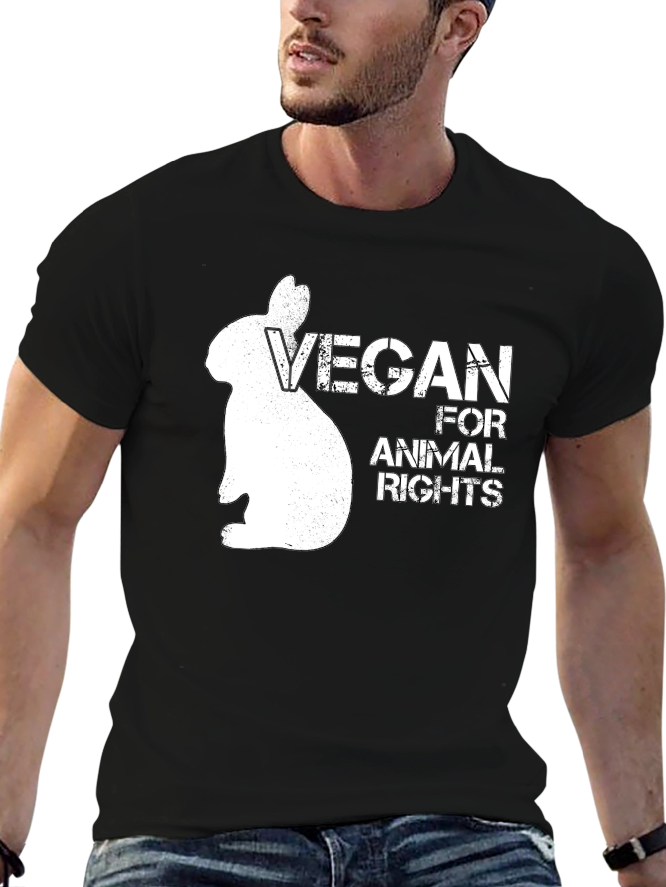 Vegan for Animal Rights Graphic T-Shirt - Black