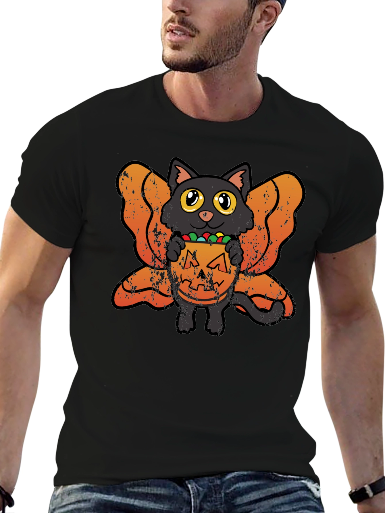 Halloween Cat T-Shirt - Pumpkin Candy Fairy