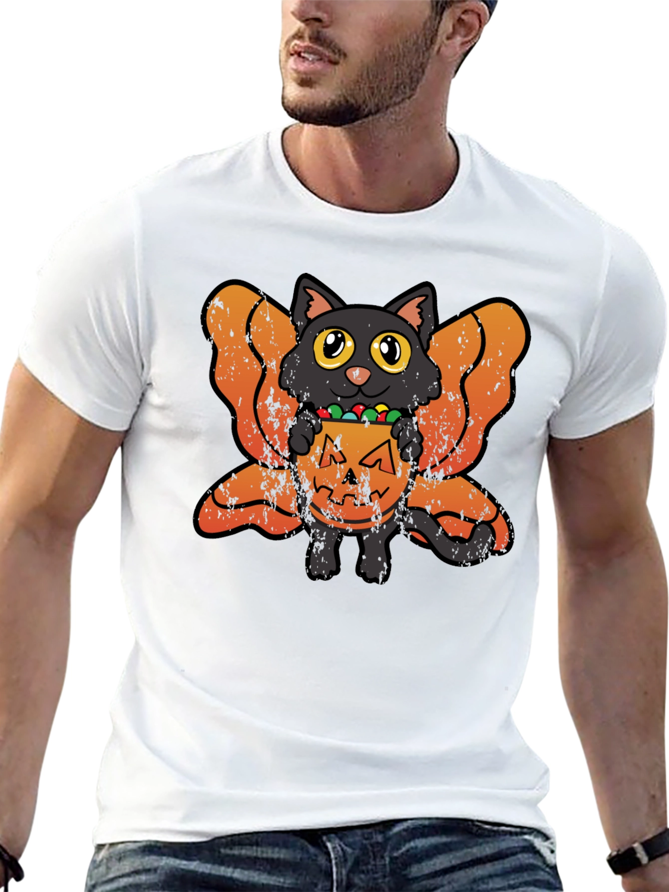 Halloween Cat T-Shirt - Pumpkin Candy Fairy