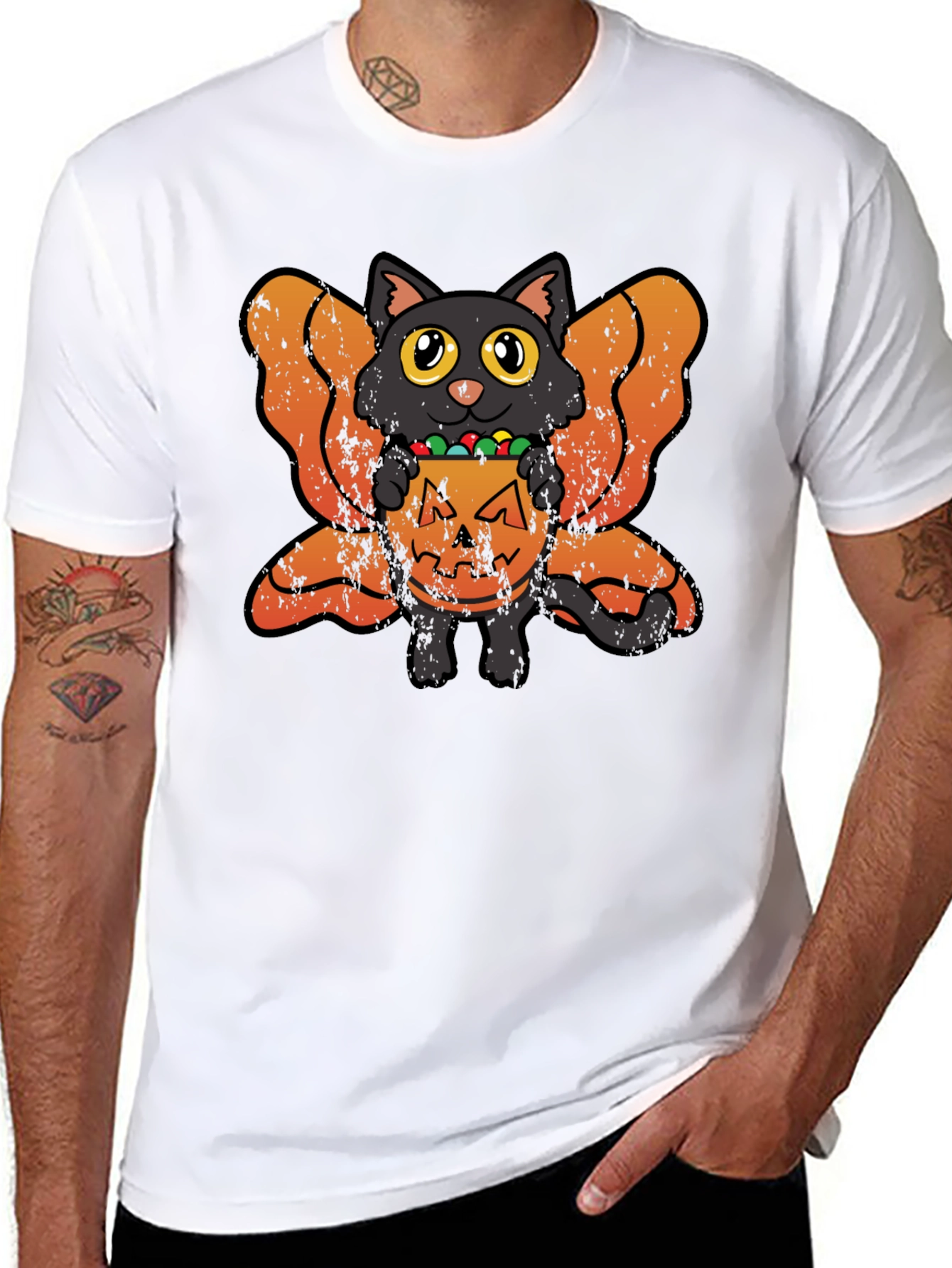 Halloween Cat T-Shirt - Pumpkin Candy Fairy