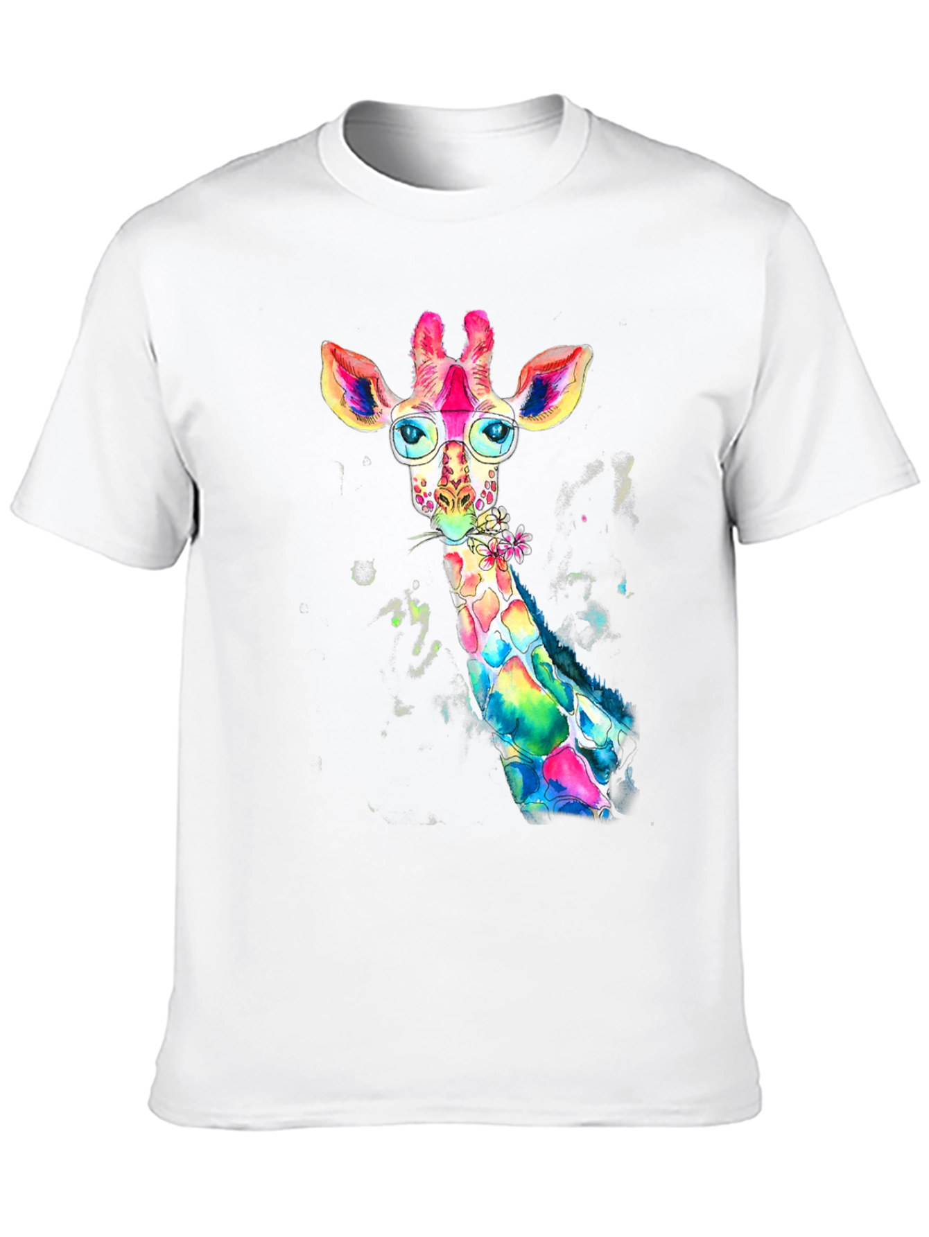 Rainbow Giraffe Graphic Tee - Quirky Animal Design