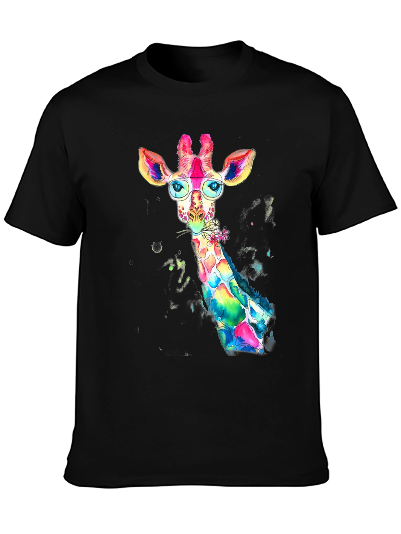 Rainbow Giraffe Graphic Tee - Quirky Animal Design