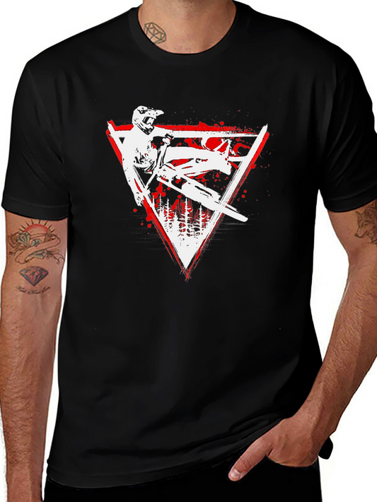 Mountain Biker Graphic Tee - Red Triangle Design