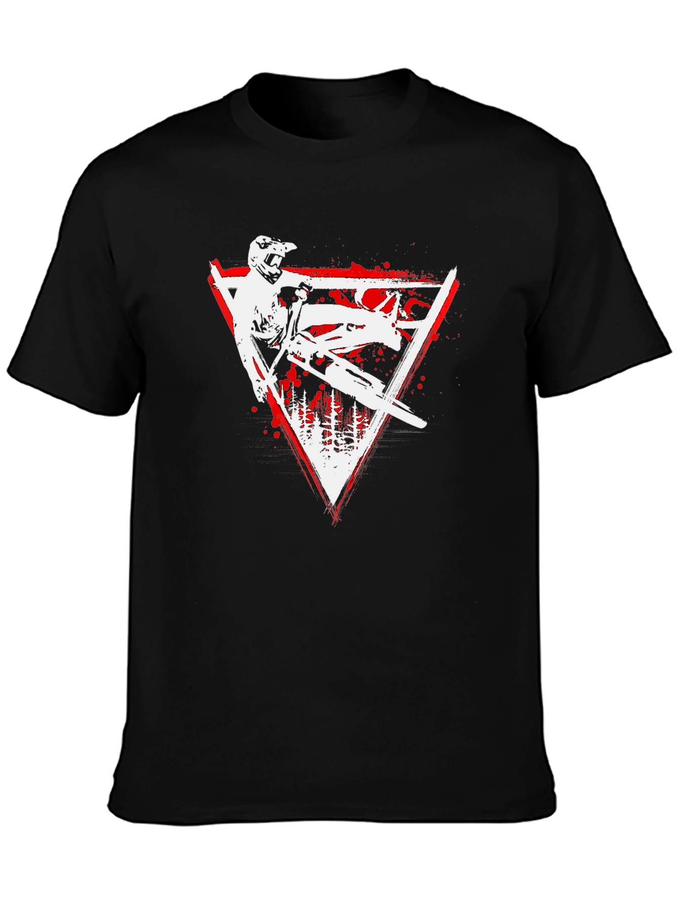 Mountain Biker Graphic Tee - Red Triangle Design