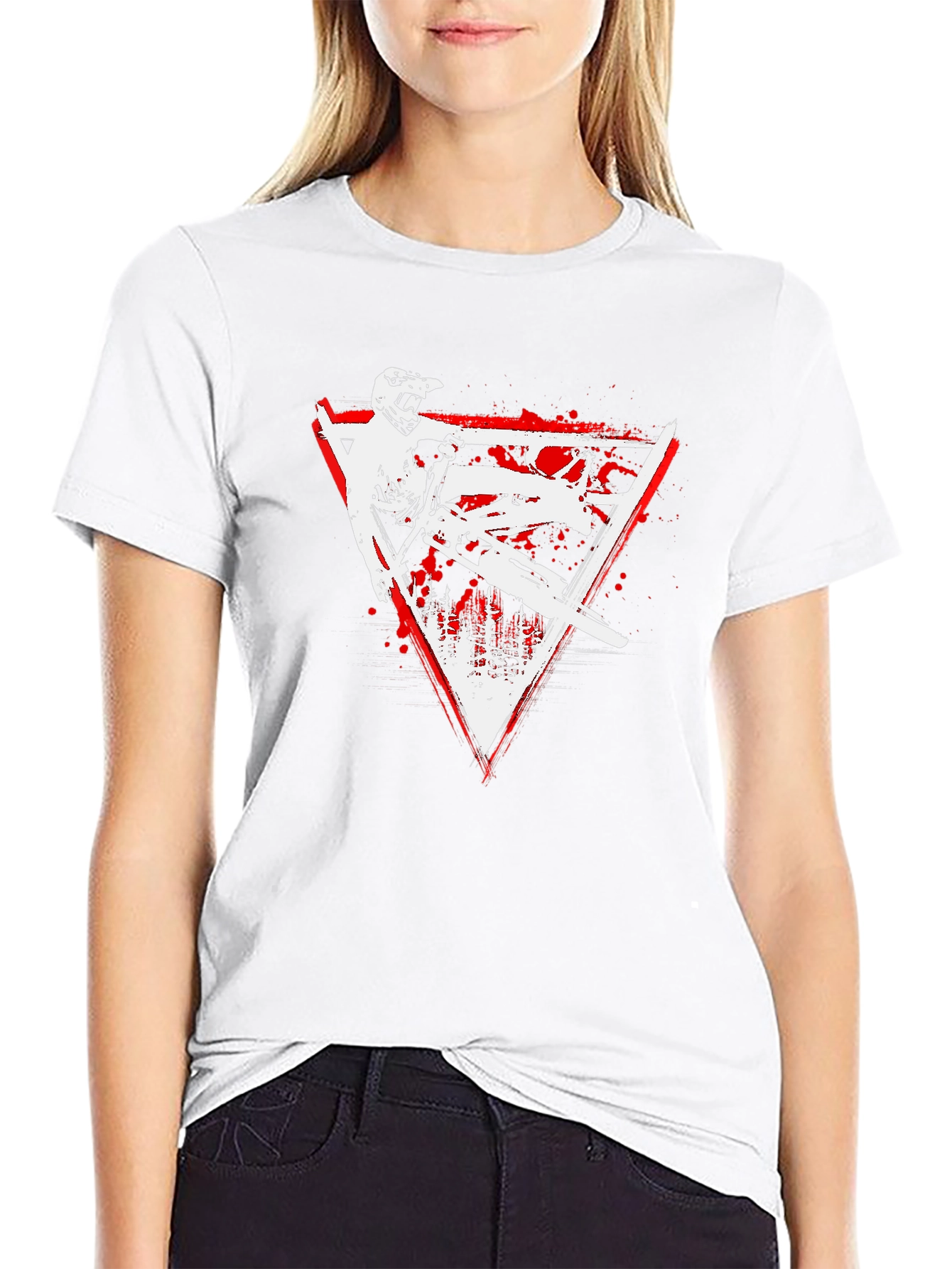 Mountain Biker Graphic Tee - Red Triangle Design