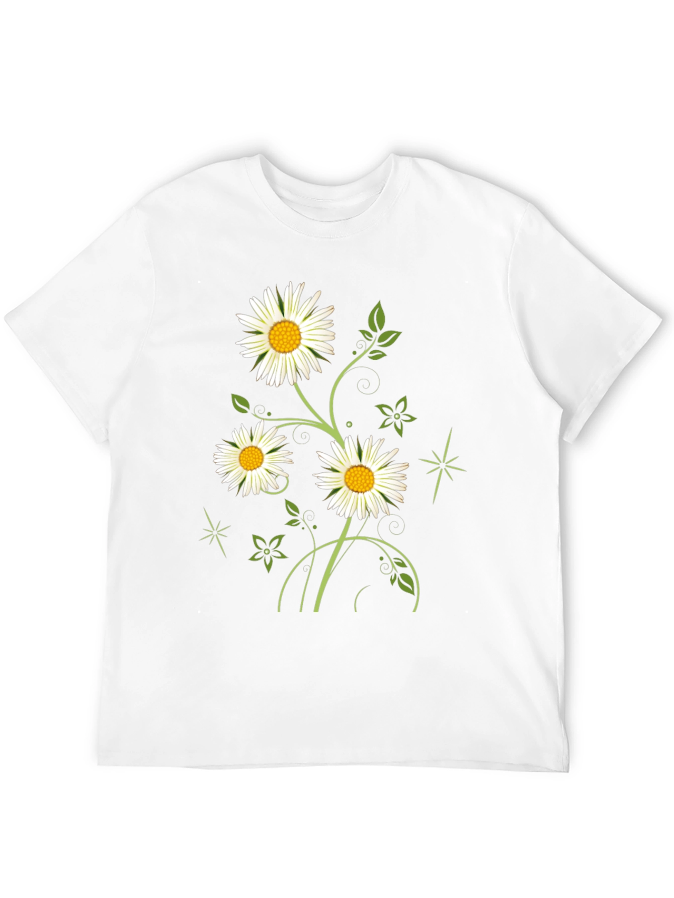Daisy Flower Graphic Black Tee for Men