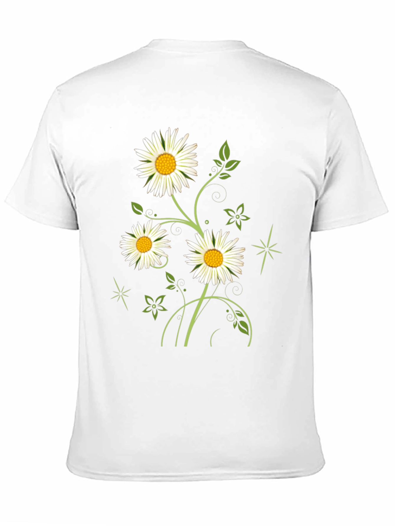 Daisy Flower Graphic Black Tee for Men