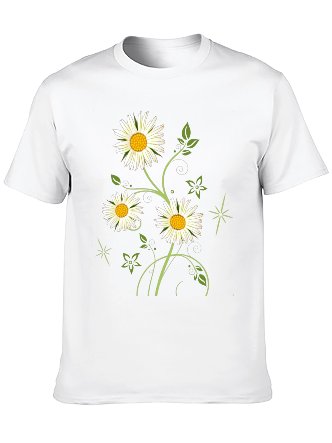 Daisy Flower Graphic Black Tee for Men