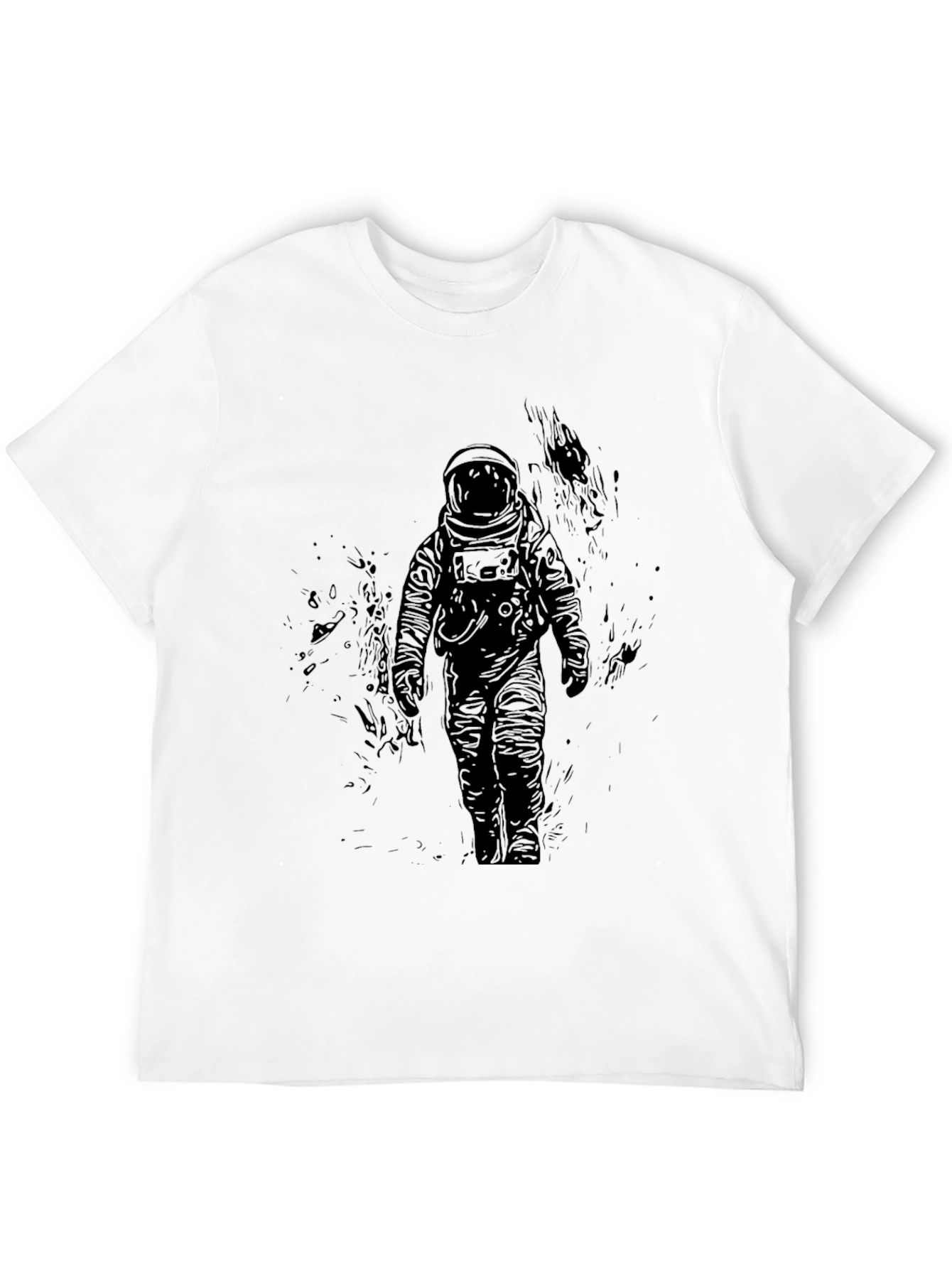 Astronaut Graphic Print Black T-Shirt