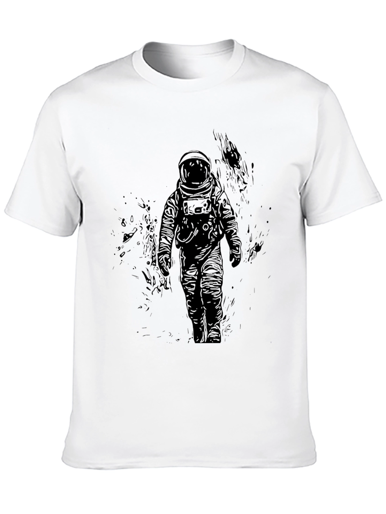 Astronaut Graphic Print Black T-Shirt