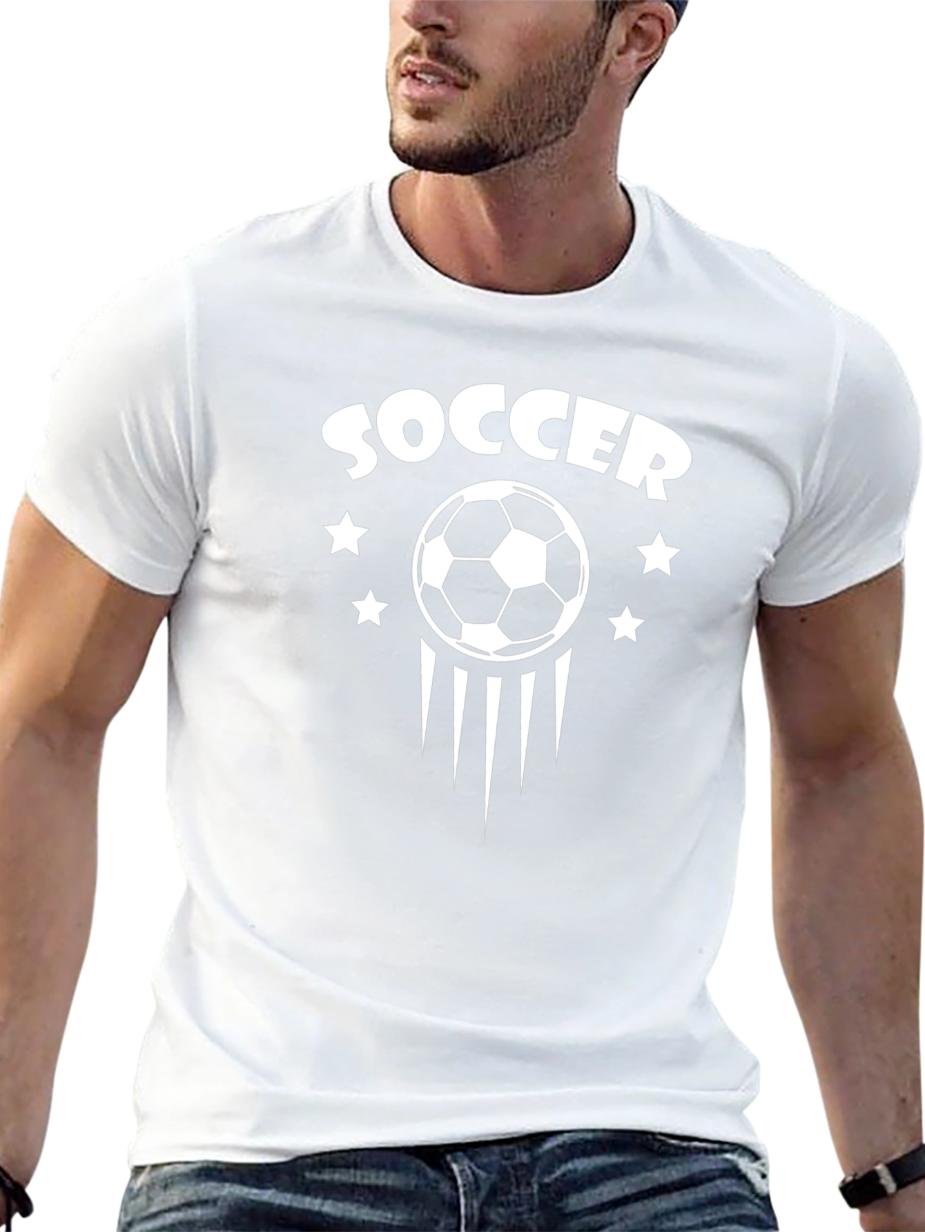 Soccer Graphic Tee - Black Cotton T-Shirt