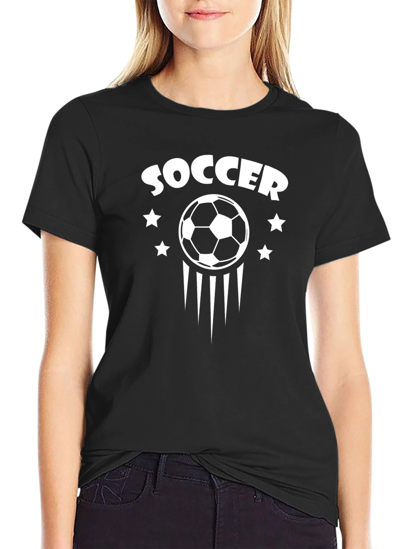Soccer Graphic Tee - Black Cotton T-Shirt