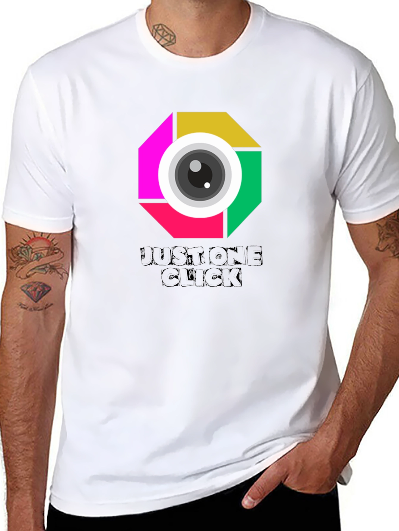 Just One Click Graphic Tee - Unisex Black T-Shirt