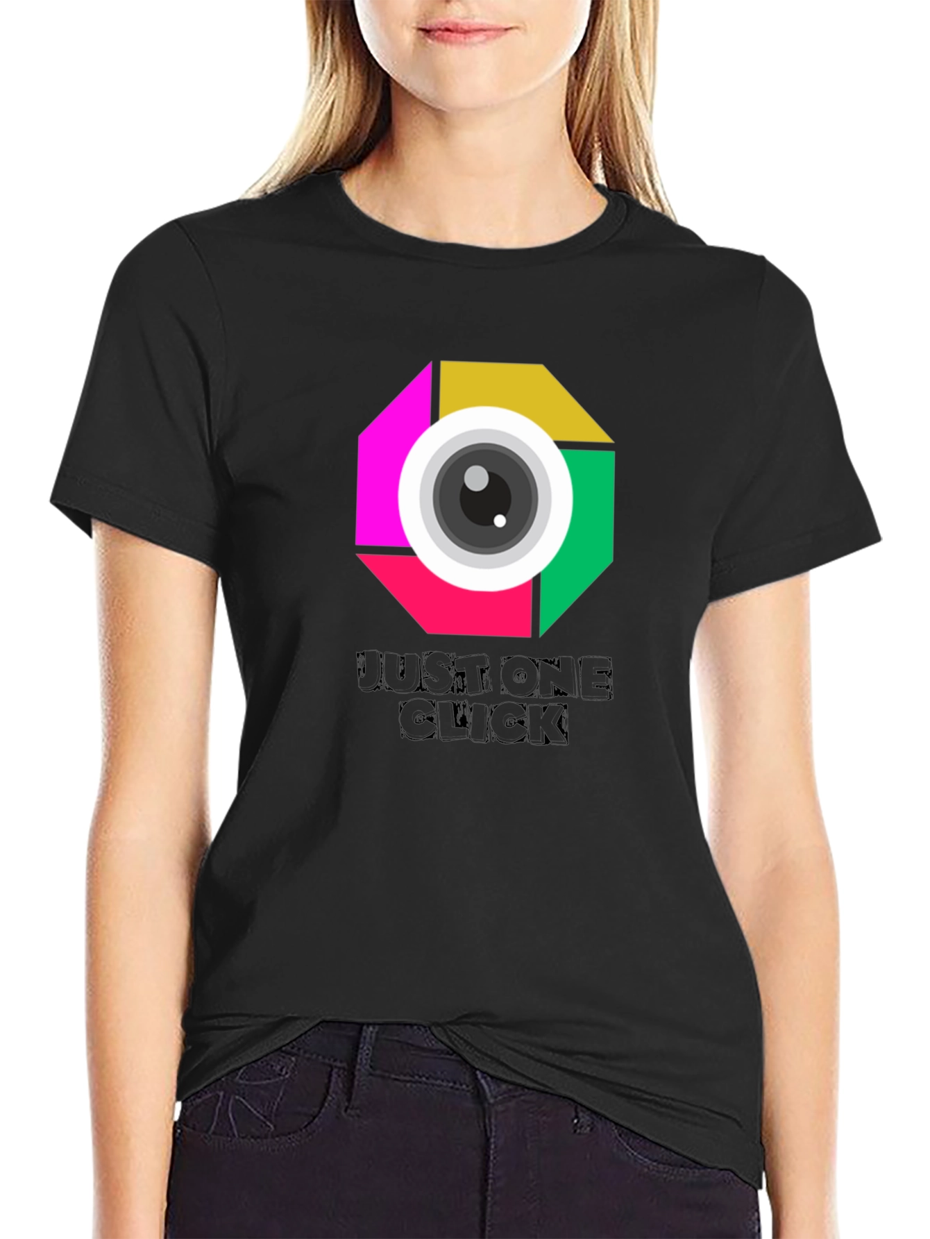 Just One Click Graphic Tee - Unisex Black T-Shirt