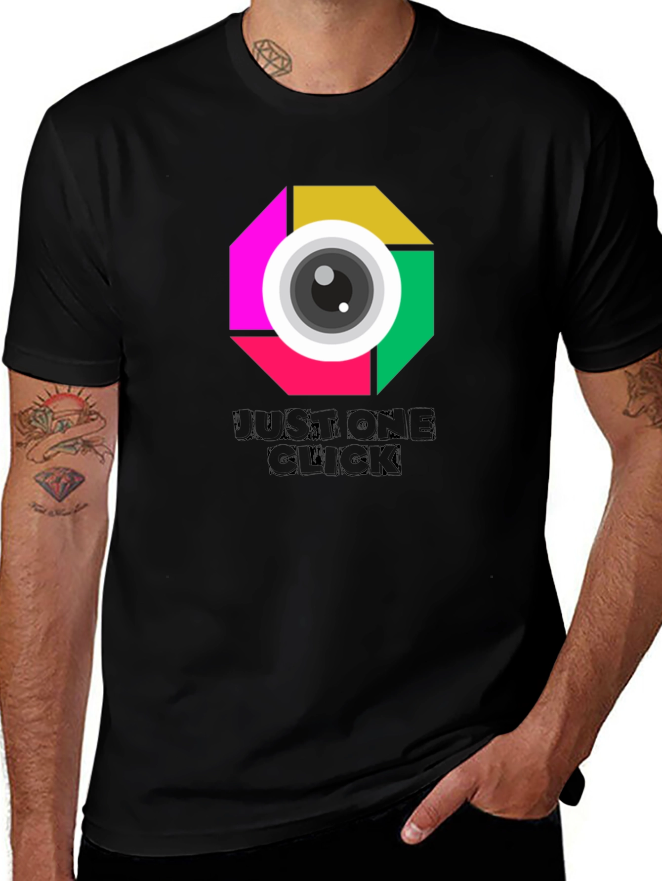 Just One Click Graphic Tee - Unisex Black T-Shirt