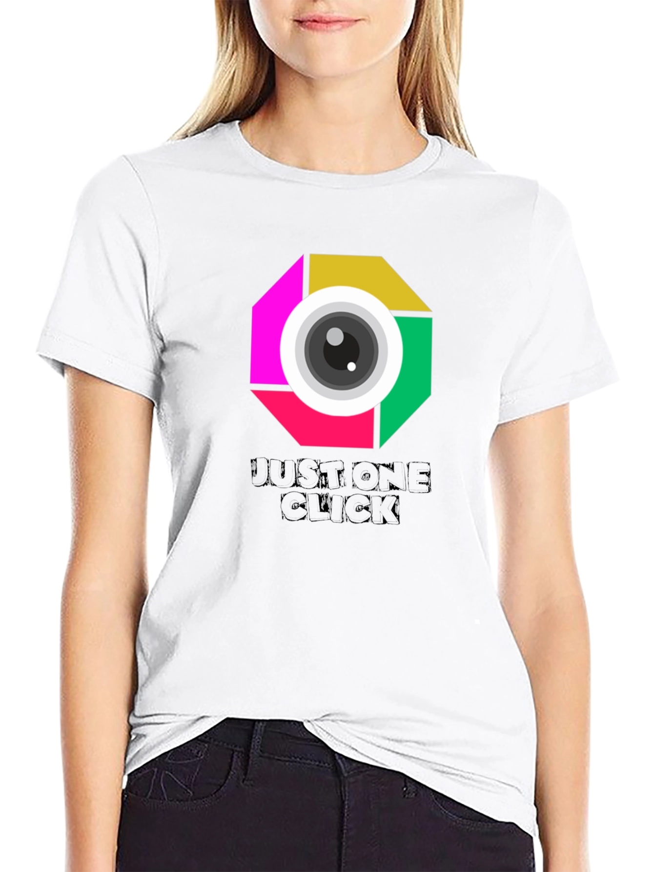 Just One Click Graphic Tee - Unisex Black T-Shirt