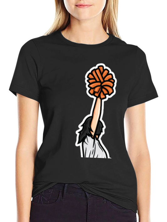 Cheerleader Graphic Tee - Black Cotton T-Shirt