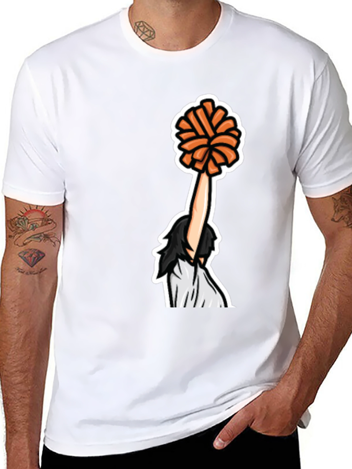 Cheerleader Graphic Tee - Black Cotton T-Shirt