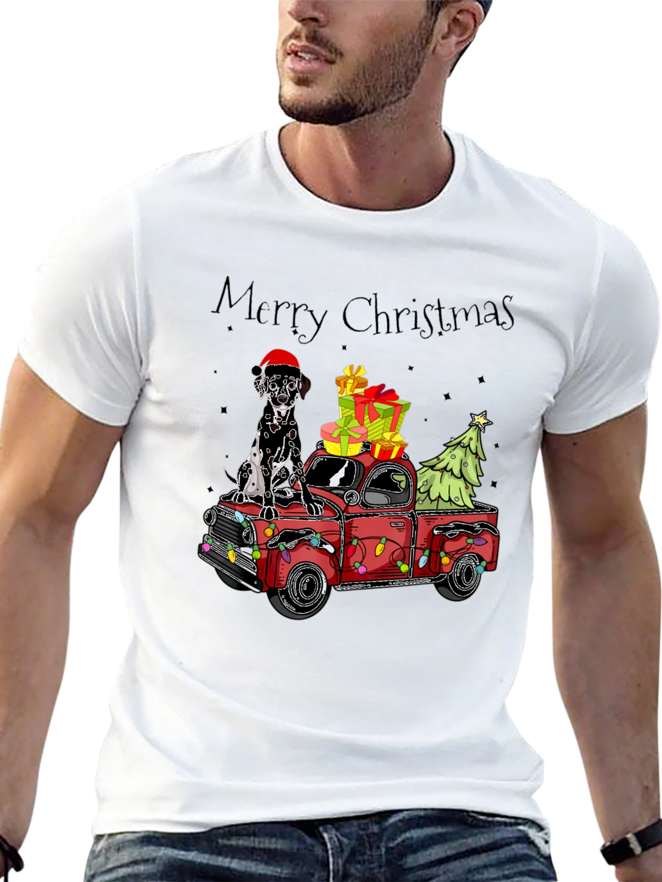 Merry Christmas Truck & Dalmatian T-Shirt