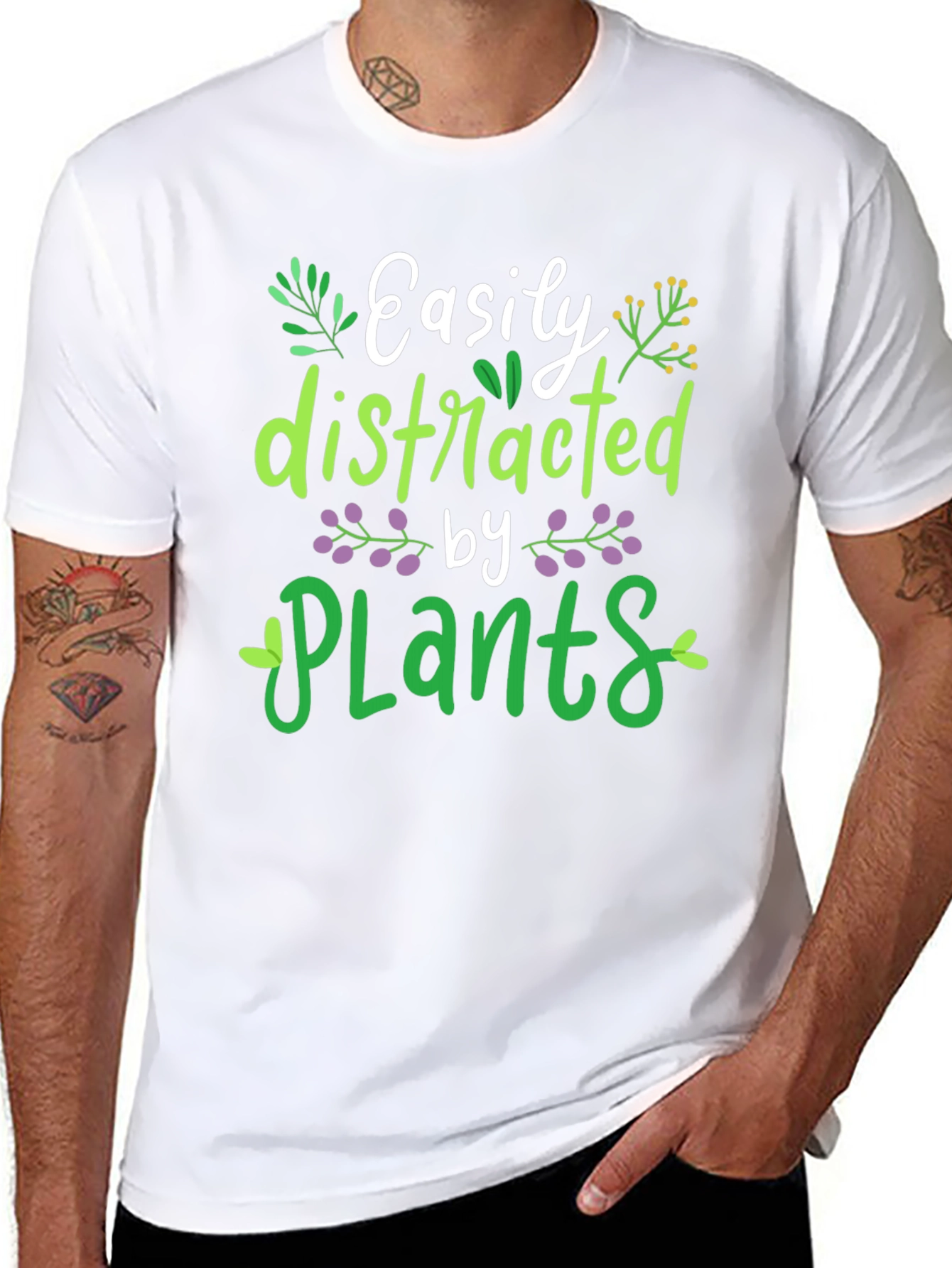 Easily Distracted by Plants T-Shirt Black Mens