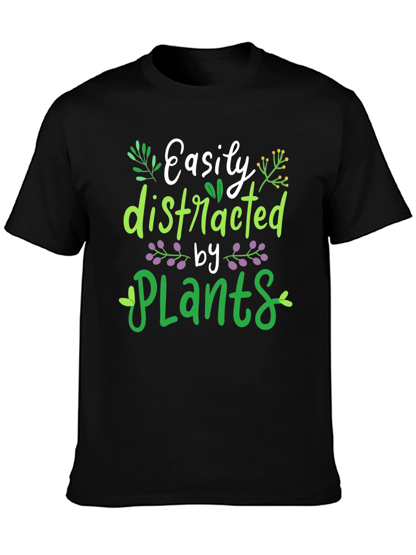 Easily Distracted by Plants T-Shirt Black Mens