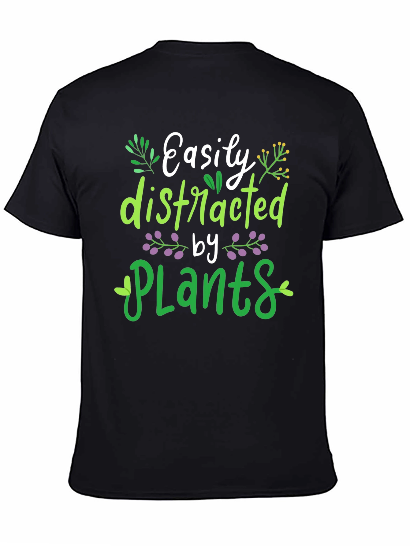 Easily Distracted by Plants T-Shirt Black Mens