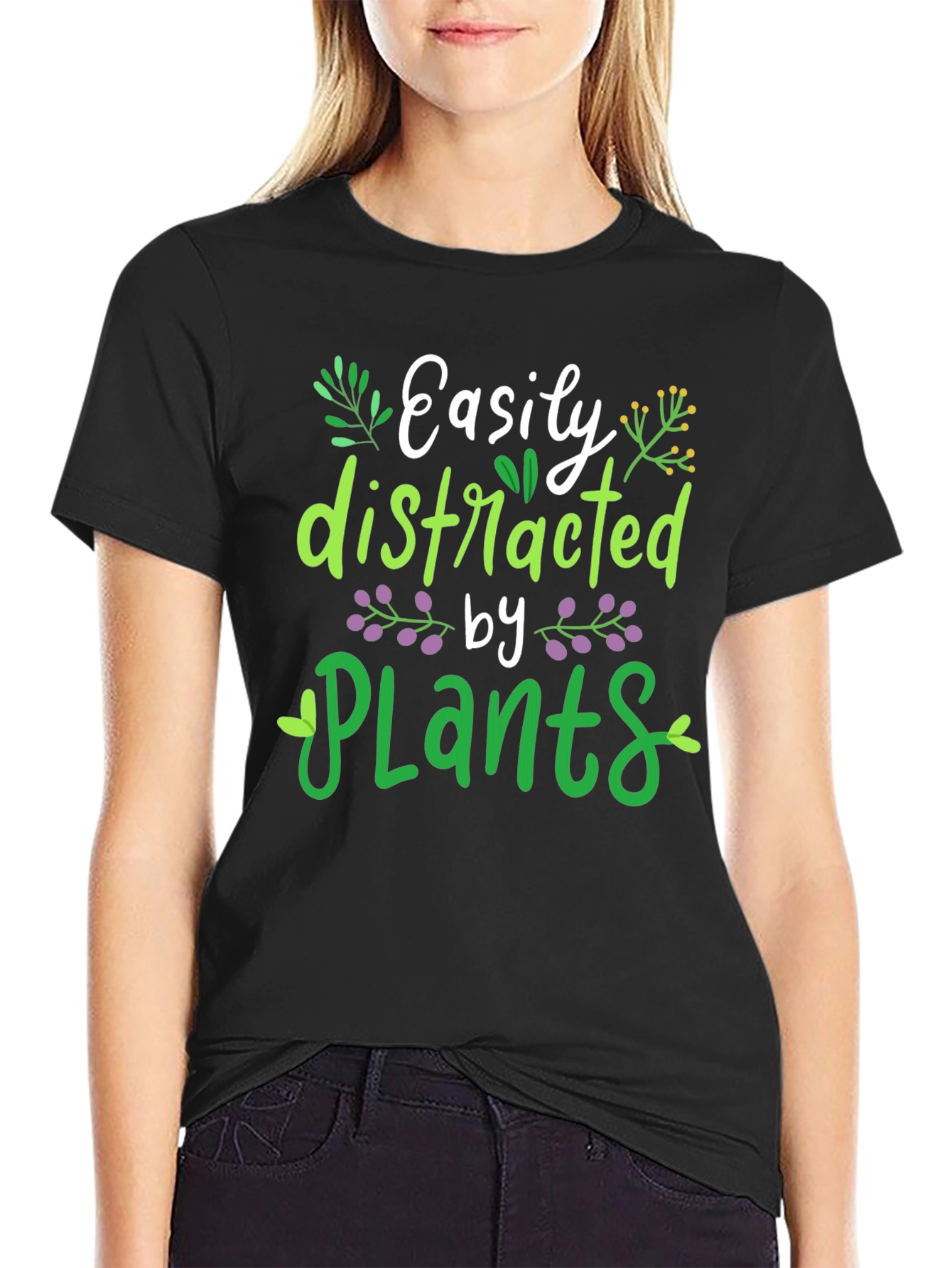 Easily Distracted by Plants T-Shirt Black Mens