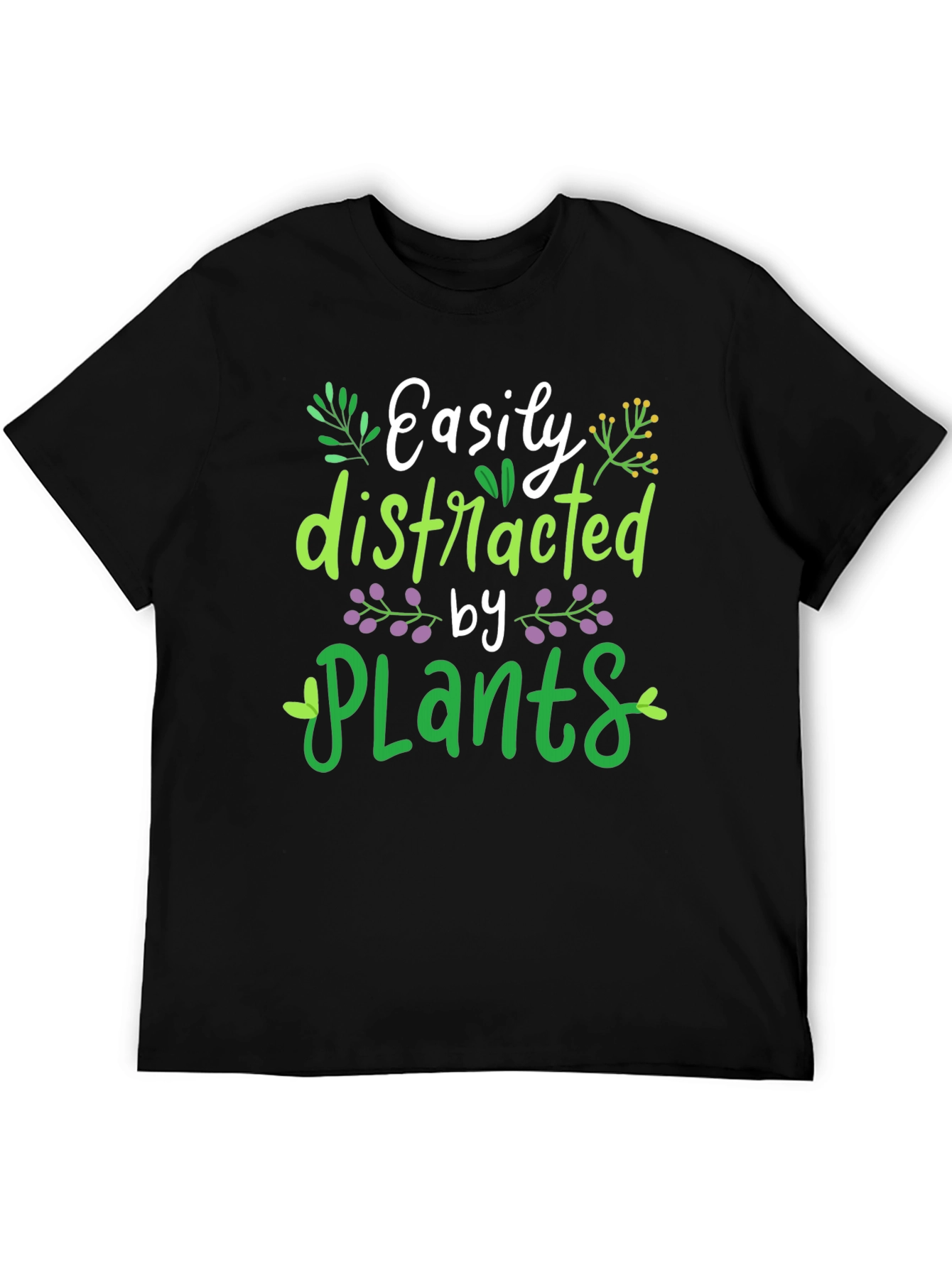 Easily Distracted by Plants T-Shirt Black Mens