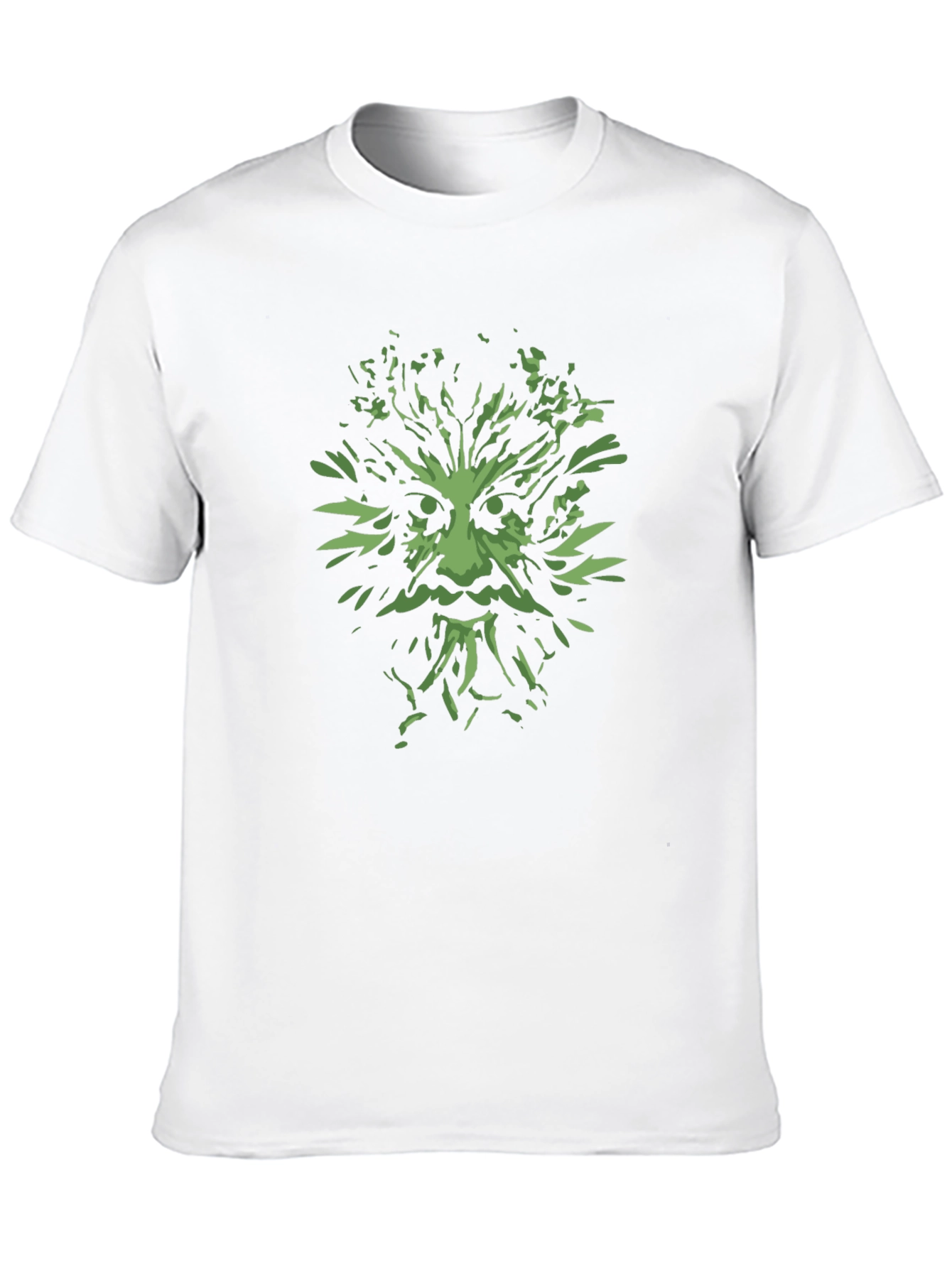 Green Man Graphic Tee - Black Cotton T-Shirt