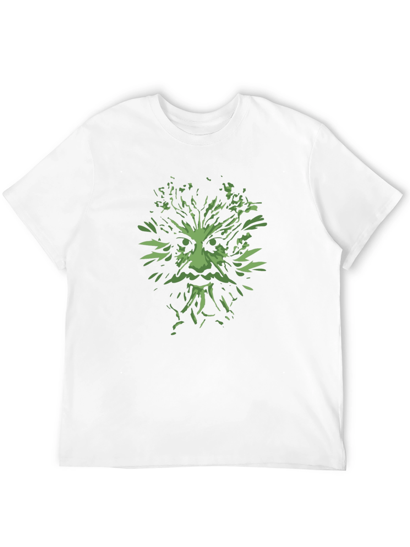 Green Man Graphic Tee - Black Cotton T-Shirt