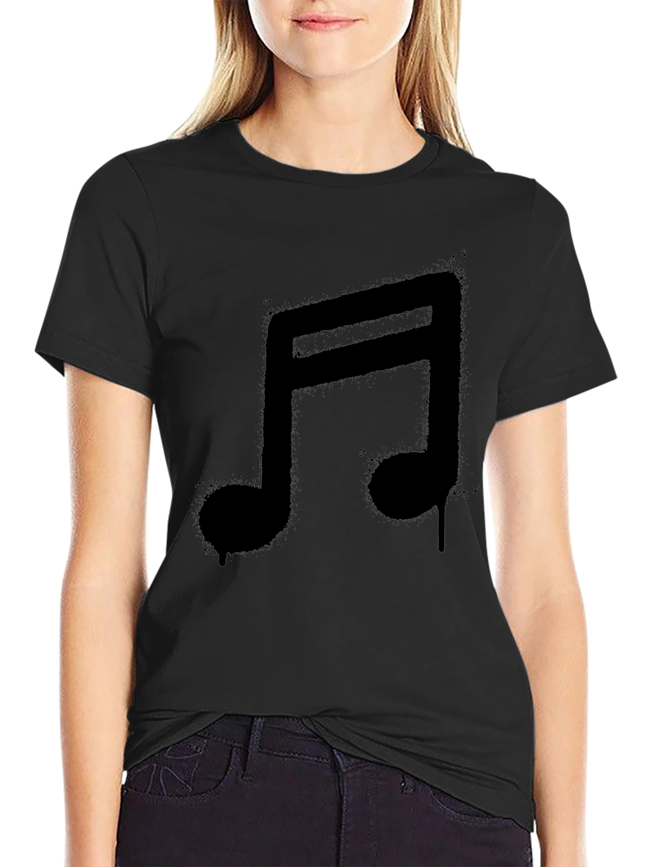 Music Note Graphic Black T-Shirt