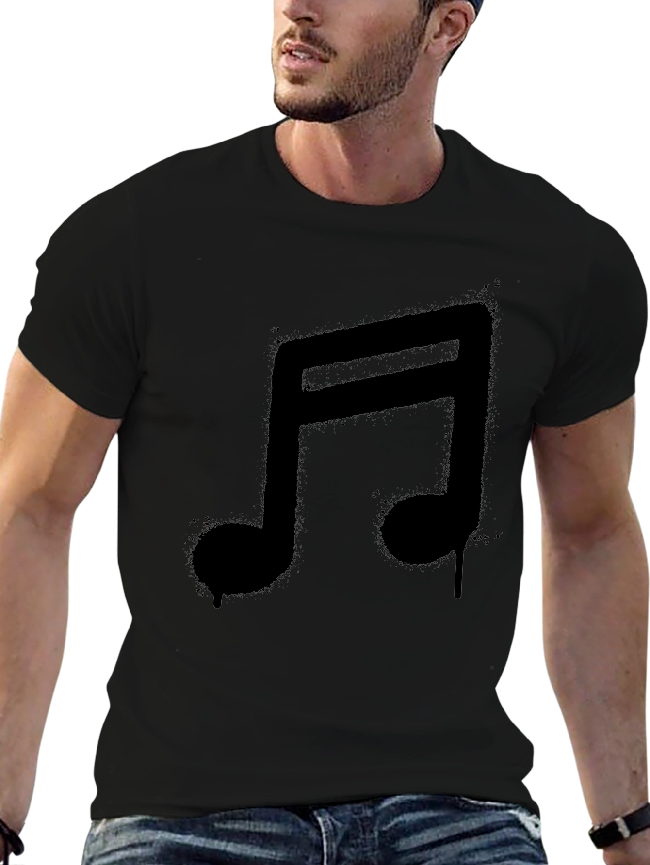 Music Note Graphic Black T-Shirt