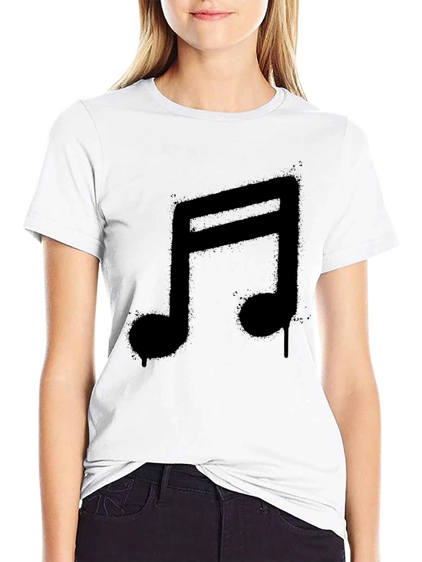 Music Note Graphic Black T-Shirt