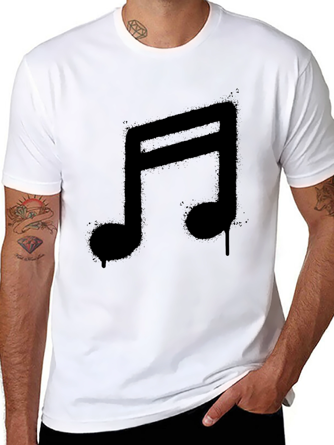 Music Note Graphic Black T-Shirt